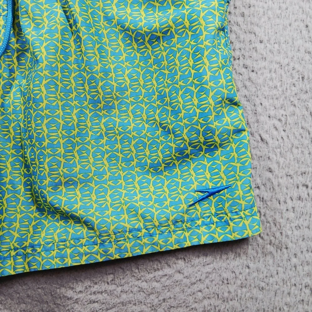 Speedo Men's Teal/Neon Yellow Geo Lined Swim Trunks Size‎ XL